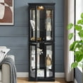 thumbnail image 3 of Elegant Lighted Glass Curio Display Cabinet - Wooden Frame Storage for Living Room, Kitchen & Pantry - Includes Light Bulb - Ideal for Wine, Toys & Collectibles - Black, 3 of 16