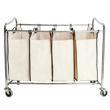 Ktaxon 4 Bag Laundry Sorter Cart Rolling Hamper Cart Organizer Storage ...