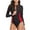 Red, variant on Fartey Women's Rash Guard Long Sleeve One Piece Swimsuit Zip Up Swimsuits Tummy Control Surfing Bathing Suit Fashion Color Block Beach Swimwear Blue S-2XL