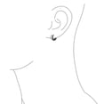 thumbnail image 3 of Bling Jewelry Mens Unisex Two Tone Striped Black Enamel Huggies Mini Hoop Earrings Stainless Steel, 3 of 5