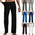 thumbnail image 2 of Yuanlook Men's Solid Wide Leg Sleep Pants Elastic Waist Stretch Loungewear Nightwear Size S-XXXL, 2 of 9