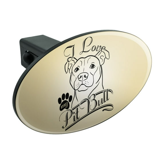 I Love My Pit Bull Oval Tow Trailer Hitch Cover Plug Insert