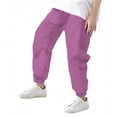 thumbnail image 5 of ZVAVZ Boys Cotton Linen Pants with Pockets Elastic Waist Drawstring Sweat Jogger Lounge Tapered Leg Harem Pants Trousers Purple,7 Years, 5 of 7
