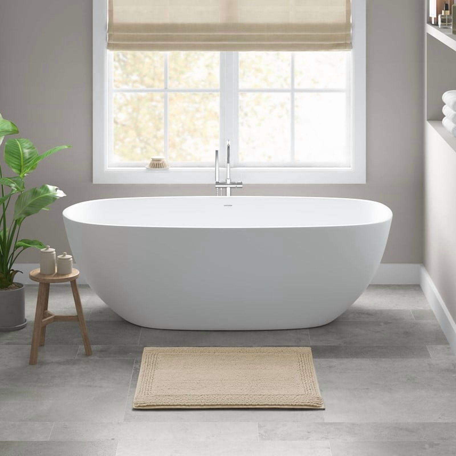 24x44 Inches Reversible Bath Rug, 100% Cotton 3000 GSM Tufted Bath Mat, Natural Luxury Soft Plush Bathroom Rug for Bathroom Shower Floor Home Decor