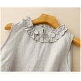 thumbnail image 4 of Shirts for Women Plus Size Sleeveless Tops Casual Elegant Blouse Ruffle Round Neck Cotton Linen Tank Tops Loose Summer Fashion Gray XL, 4 of 7