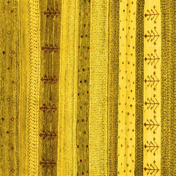 Ahgly Company Indoor Square Abstract Yellow Contemporary Area Rugs, 5' Square