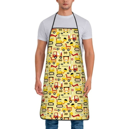 

Lukts Funny Construction Vehicles Print Unisex Tie-Up Aprons Bibs for Chef Kitchen Grill Beverage Shop