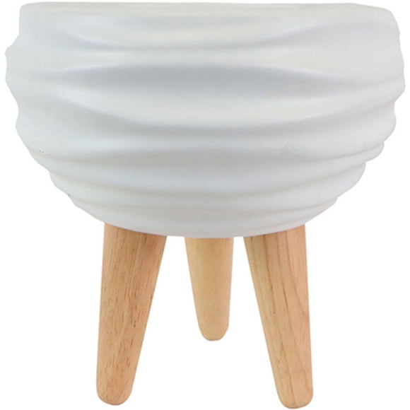 maceta flamingo blanca de patitas 18x18x9 cm