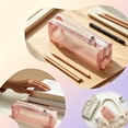 thumbnail image 2 of 1Pc Nylon Mesh Zipper Bags, 7.5" Transparent Makeup Brush Pouch, Portable Cosmetic Bags, Rectangle Pencil Case Organizer for Travel, Lipstick, Earphone, Keys - Pink, 2 of 7