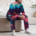 thumbnail image 7 of Naloa Colorful Surreal Landscape Men’s Pajamas Set - Long Sleeve Button Down Sleep Shirt and Pajama Bottoms Sleepwear Set-Small, 7 of 7