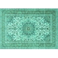 thumbnail image 1 of Ahgly Company Indoor Rectangle Medallion Turquoise Blue Traditional Area Rugs, 2' x 4', 1 of 4