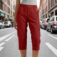 thumbnail image 2 of YOIAVIAOY Women's Cargo Capris Pants Lightweight Quick Dry Hiking Pant Summer Casual Travel Pants with Pockets Red M, 2 of 7