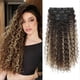 thumbnail image 1 of Clip in Hair Extensions, 4PC Pure Protein Silk 20 Inch Curly (Medium Brown Ash Blonde), 1 of 5