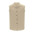 thumbnail image 5 of Wyobmus Men's Cotton Linen Sleeveless Shirts Button Down Lapeled Beach Tank Top Basic Solid Shirt Vest With Pocket Khaki, 5 of 5