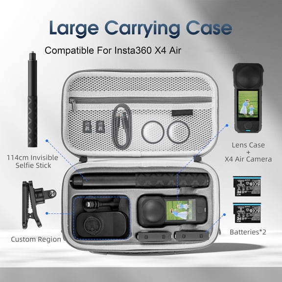 Carry Case for insta360 x4 Air Lens Guard Carrying Storage Bag Protective Cover Hard Shell Travel Protector with Carabiner for Insta 360 Accessories