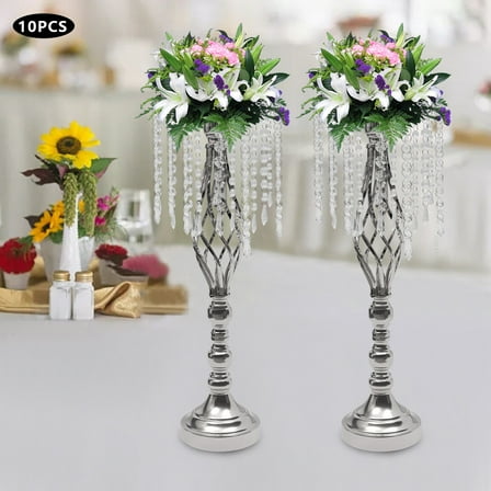 10PCS Crystal Stands Wedding Table Centerpieces Flower Racks 21.7inch Tall