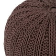 thumbnail image 3 of Simpli Home Shelby Pouf Rond Tricoté à la Main en Coton Marron Chocolat, 3 of 5