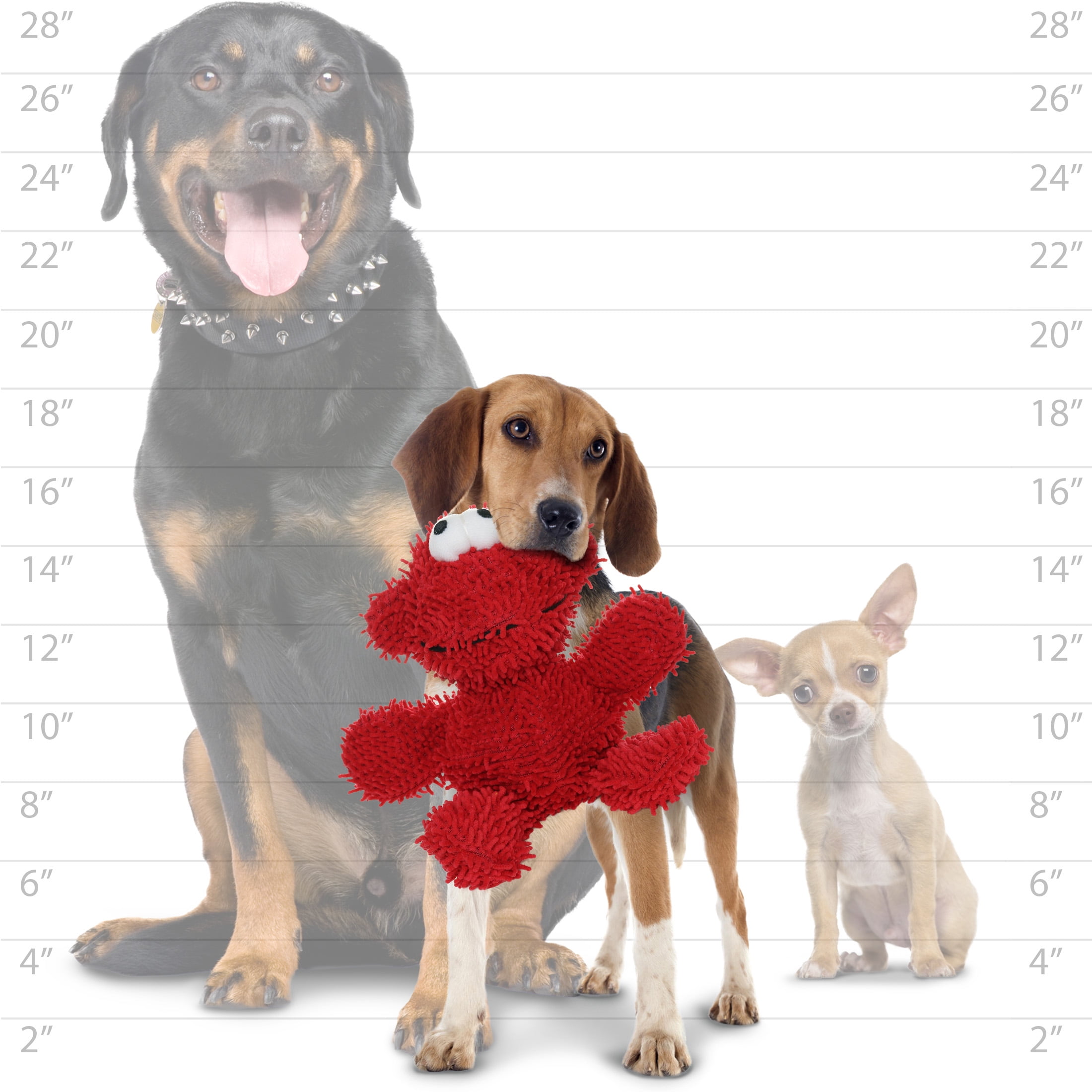 Mighty Microfiber Dog Toy Medium Monster Red Durable Plush Squeaky
