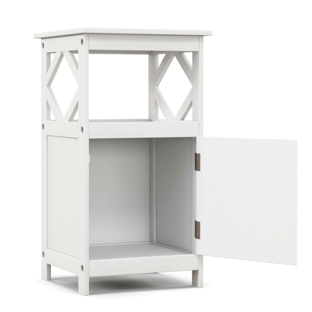 Finihen Bathroom Storage Cabinet, Bathroom Floor Cabinet, Bathroom Floor Cabinet Side Storage Organizer with Open Shelf and Single Door, for Bathroom, Living Room, Bedroom, Kitchen, White Finihen Bathroom Storage Cabinet, Bathroom Floor Cabinet, Bathroom Floor Cabinet Side Storage Organizer with Open Shelf and Single Door, for Bathroom, Living Room, Bedroom, Kitchen, White