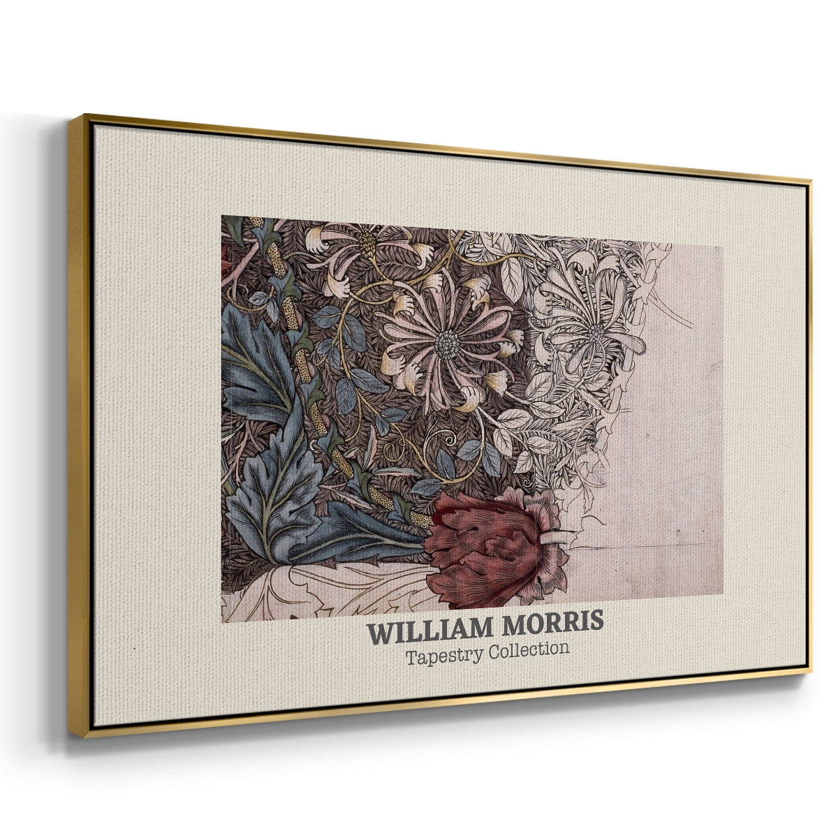 Vintage Abstract Print-XLI Framed in Gold Wood Gallery Wrapped Canvas 27 in. x 41 in.