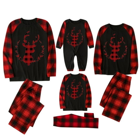 

2022 Christmas Pajamas for Family Red Plaid Elk Xmas Pjs Matching Family PJ s Sets Parent-Child Comfy Soft Sleepwear