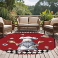 thumbnail image 4 of Red Vintage Gnomes Round Area Rug 7Ft Washable Circle Rugs for Dorm Laundry Room, Black Checkered Retro Art Non-Slip Carpet Floor Mats Indoor Outdoor Carpet Runner Aesthetic Home Decor, 4 of 8