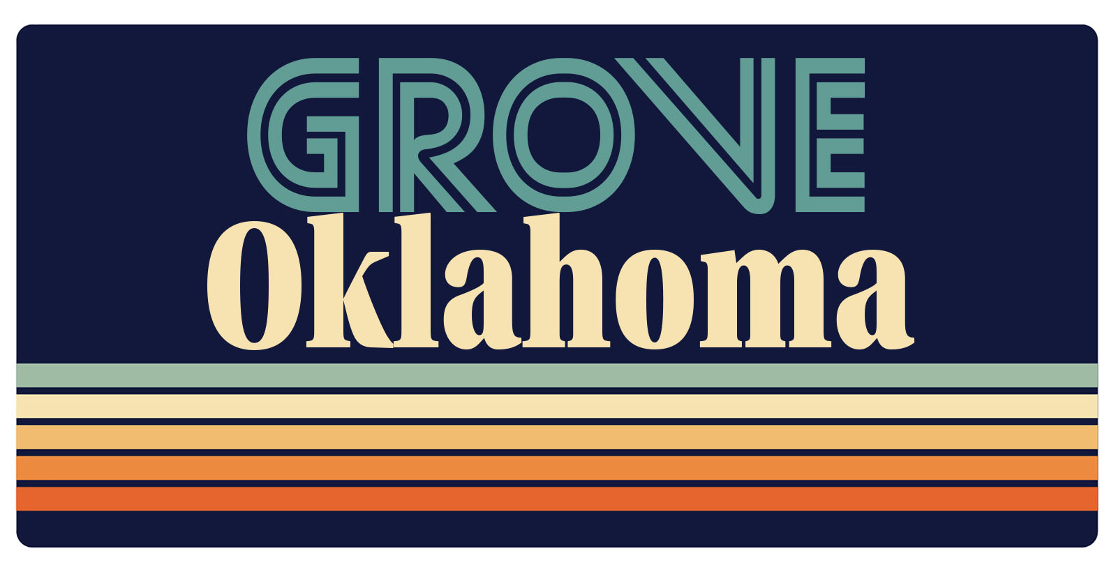 Grove Oklahoma 5 x 2.5-Inch Vinyl Decal Sticker Retro Design - Walmart.com