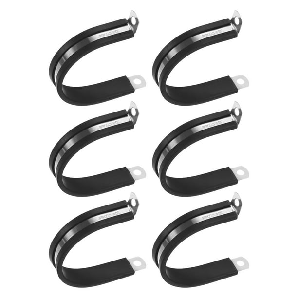 Uxcell 6 Paquete de Abrazaderas de Cable 50 mm Acero Inoxidable 304 Goma Forma R para Tubo