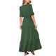 thumbnail image 3 of Vestido Casual de Mujer INSPIRE CHIC con Escote en V, Manga Corta, Cintura con Cordón, Diseño en Capas, Abertura, Corte A, Maxi con Bolsillos, Talla XL, Verde Ejército, 3 of 6