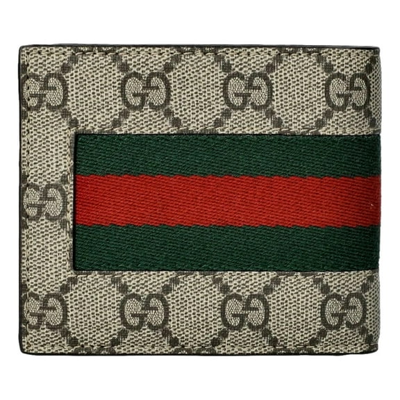 Gucci GG Supreme Canvas Leather Webstripe Bifold Wallet