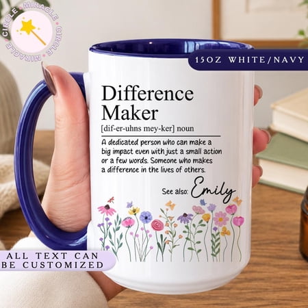 Personalized Thank You Gift Custom Difference Maker Mug Gift for Teacher Mentor Appreciati
