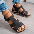thumbnail image 4 of Rokment Womens Orthopedic Wedge Walking Sandals Comfortable Fashion Leather Arch Support Platform High Heels Gladiator Dress Sandals for Beach Summer Black Size 6, 4 of 8