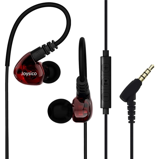 Joysico Sport Auriculares con cable sobre la oreja Auriculares intrauditivos para niños Mujeres Orejas pequeñas Cómodo, auriculares con gancho para correr Ejercicio para trotar, auriculares con micróf