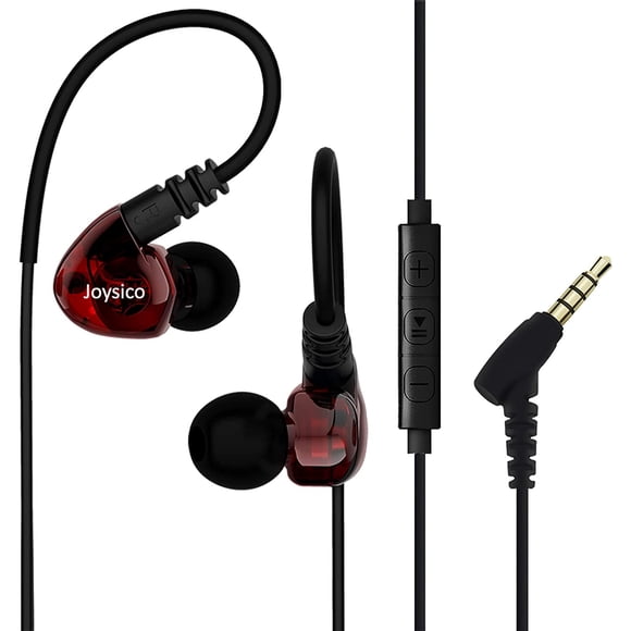 Joysico Sport Auriculares con cable sobre la oreja Auriculares intrauditivos para niños Mujeres Orejas pequeñas Cómodo, auriculares con gancho para correr Ejercicio para trotar, auriculares con micróf