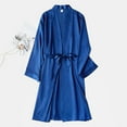 thumbnail image 5 of PEASKJP Women's Robe de Bain Courte en Tissu Éponge Robes avec Poches, Bleu Marine, 5 of 5