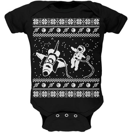 

Astronaut in Space Ugly Christmas Sweater Black Soft Baby One Piece - 12-18 months