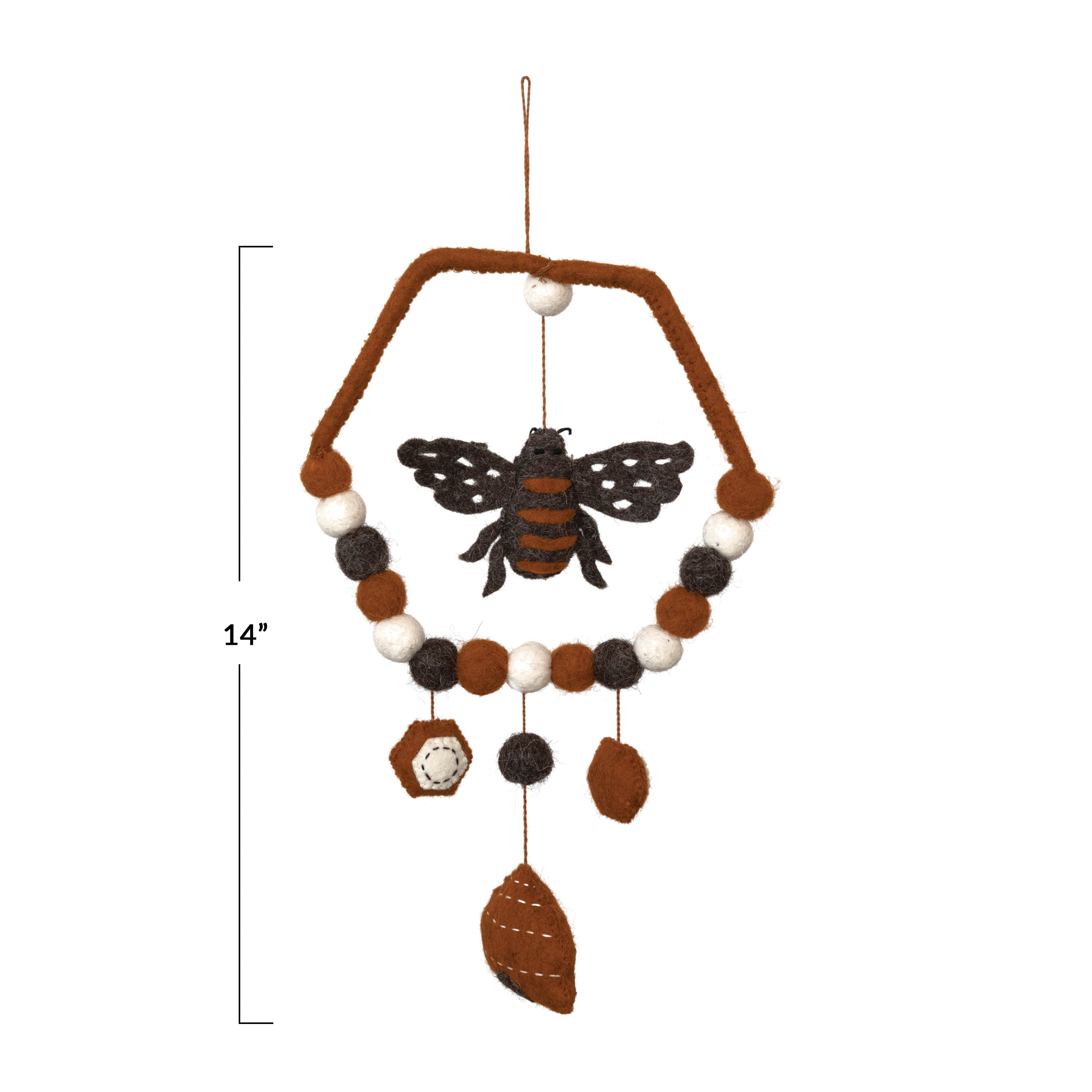 Creative Co-Op Wool Felt Mobile with Bee and Hive