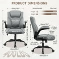 thumbnail image 4 of COOLHUT PU Leather Ergonomic Office Chair, Mid Back Home Computer Chair with Flip-up Armrest, Adjustable Height & Back Support, 360° Swivel Gaming Chair with Wheels & Rocking Function, Space Saving, 4 of 10