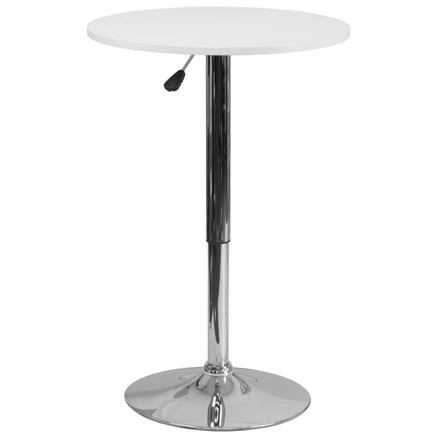 Flash Furniture Pearl 23.75'' Round Adjustable Height White Wood Table