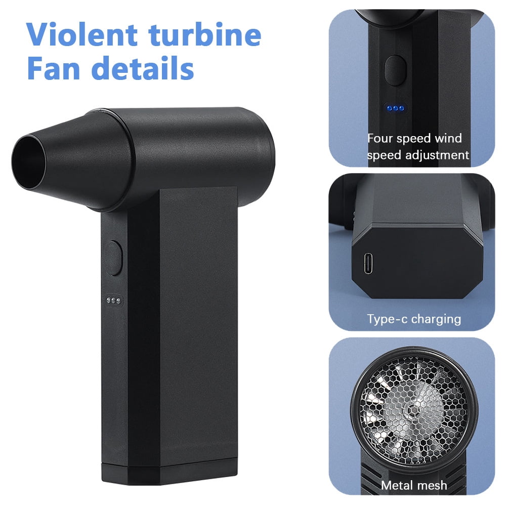 High-speed violent turbo fan handheld small wind gun brushless hair dryer with strong wind to assist combustion and blow dust 130,000 rpm