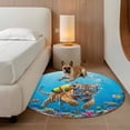 thumbnail image 3 of Funny Tiger Diving Round Living Room Rugs 8 ft, Seafloor Corals Fish Oceans Modern Washable Large Area Rug with Non-Slip Sturdy Edge Binding Round Carpet for Dining Room Kitchen Office, 3 of 9