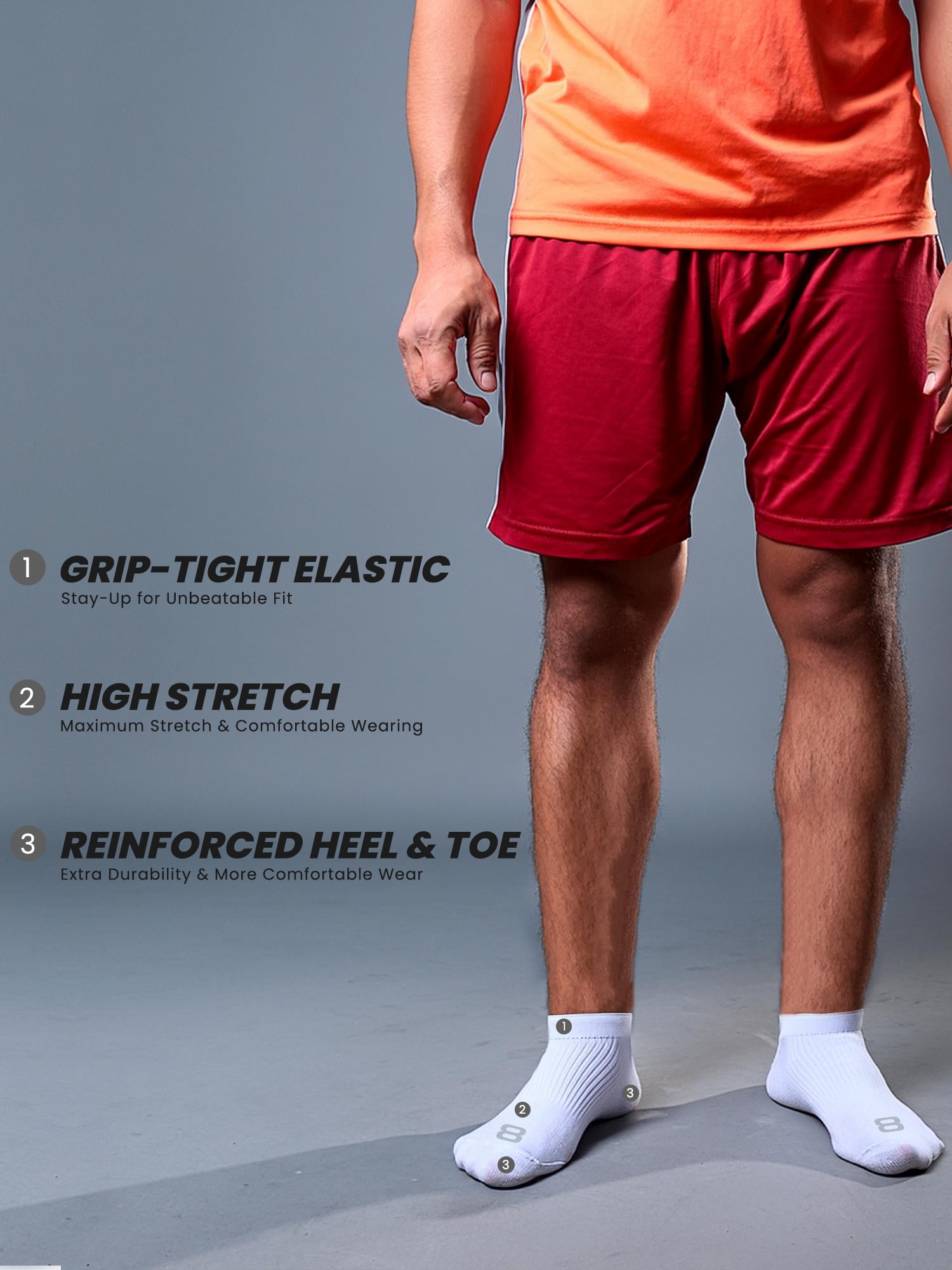 Layer 8 Cushioned No Show Socks for Men Breathable Athletic Socks with Moisture-Wicking Quick Dry Fiber, 15 Pairs, White