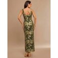 thumbnail image 2 of Olive Green 3D Floral Embroidered Sleeveless High Neck Maxi Dress, 2 of 6