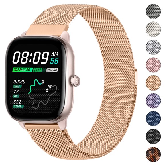 Wanme Metal Bands Compatible with Amazfit GTS 4/GTS 4 Mini/GTS 3/GTS 2e/GTS 2 mini, 20mm Quick Release Stainless Steel Replacement Watch Strap for Amazfit Bip 3/Bip U Pro/Bip/Bip Lite/Bip S