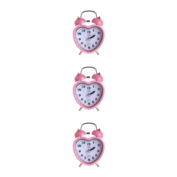 Reloj despertador Bearachild con campana de corazón de 3 pulgadas luz nocturna silenciosa