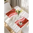 thumbnail image 5 of Red Waves Abstract Placemats Set of 4, Ombre Fluid Water Ripple Striped Placemats for Dining Table, Place Mats for Kitchen Tabletop, Waterproof Wipeable Dining Table Mats Set, 5 of 9