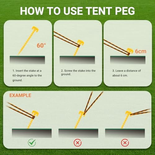 15 Pack Plastic Spiral Tent Stakes - 10 Inch Heavy Duty Screw-in Sand Anchors Pegs - Windproof Plastic Ground Anchor Stakes for Secure Tents, Inflatables, Canopies, Tarps, Garden Structures
