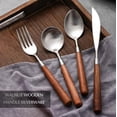 thumbnail image 3 of Natural Walnut Wood Style Handle Silverware Set, Wooden Flatware Set, 304 Stainless Steel Flatware Cutlery Set, Dinnerware Set (Set of 4) Silver set of 4 piece, 3 of 5