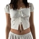 thumbnail image 1 of Gibobby Camiseta informal corta para mujer con ombligo expuesto Allmatch, correas de chaleco(Blanco,M), 1 of 5