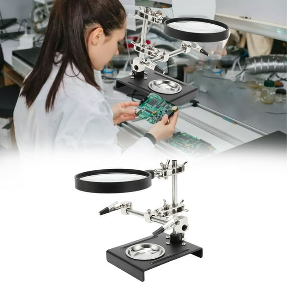 Magnifier Soldering Station, Adjustable Foldable Helping Hands Magnifier For Reading